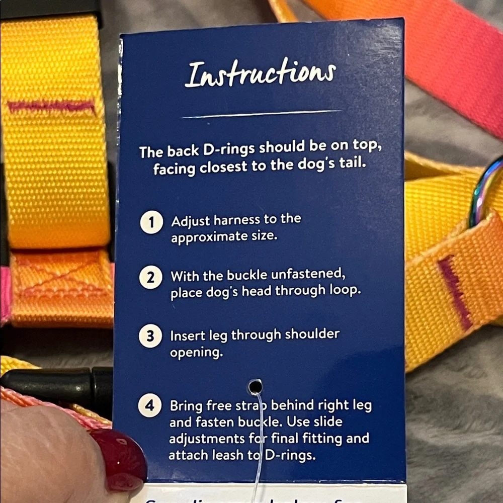 Dog Step-In Harness by Top Paw in ombré pink & orange NWT